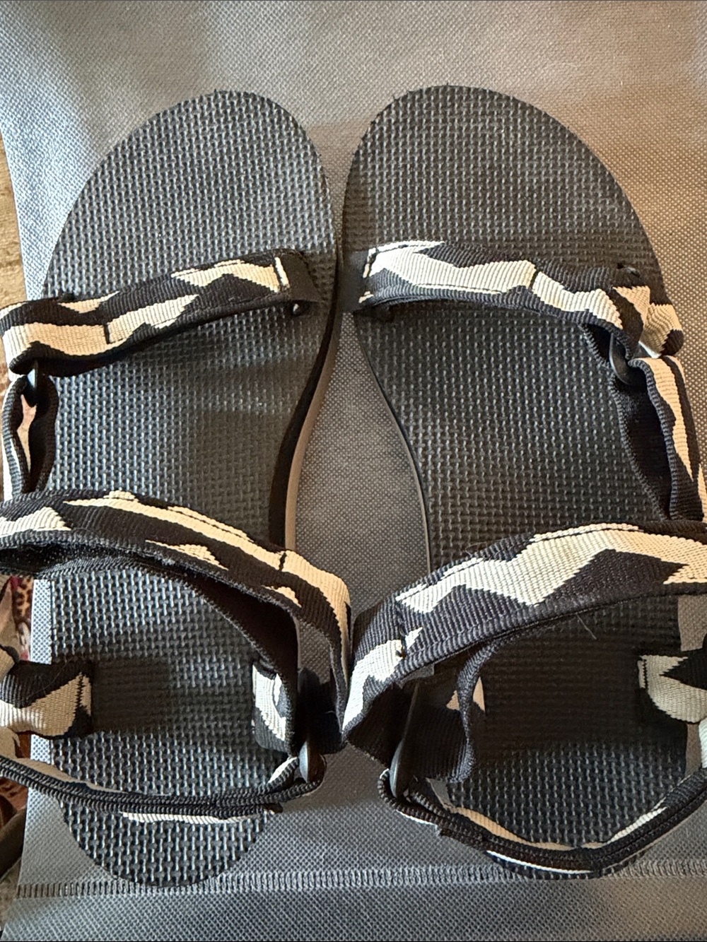 Teva Black and Cream Webbing Strap Sandals